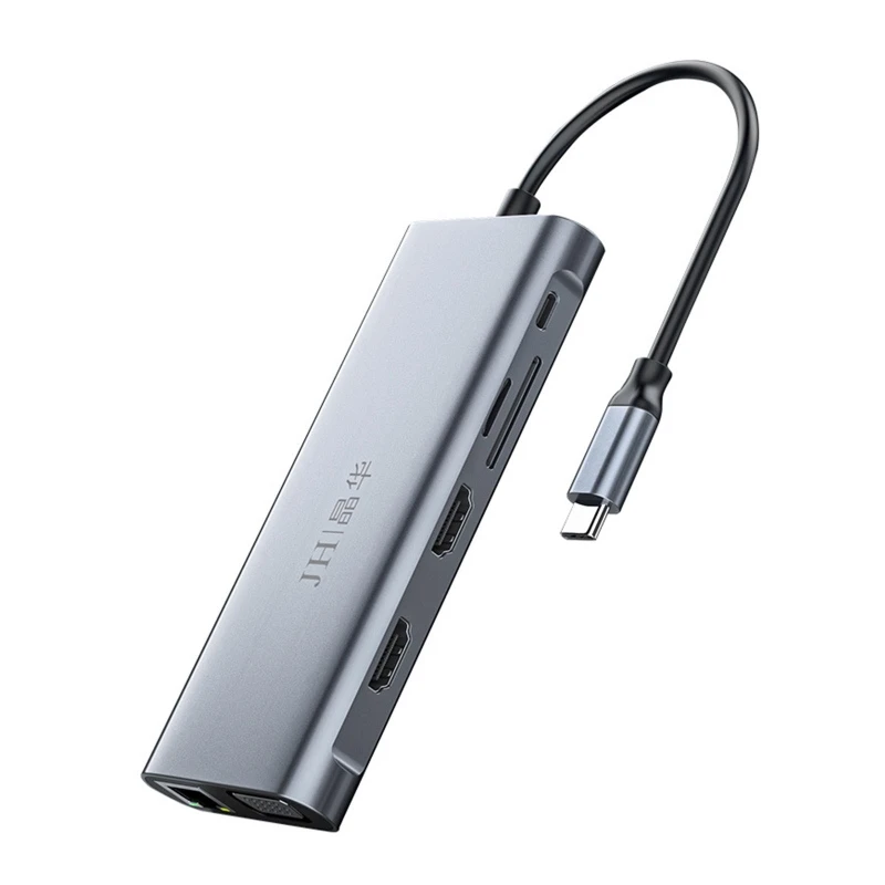 

HDMI-совместимая док-станция VGA 3,5 мм 100 Вт PD для ноутбуков USB C концентратор