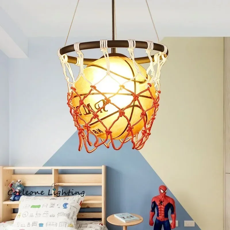 

Basketball Pendant Lights Industrial Loft Hanging Lamp for Kids Room Pendant Lamp Children Holiday Gift Home Deco Light Fixtures