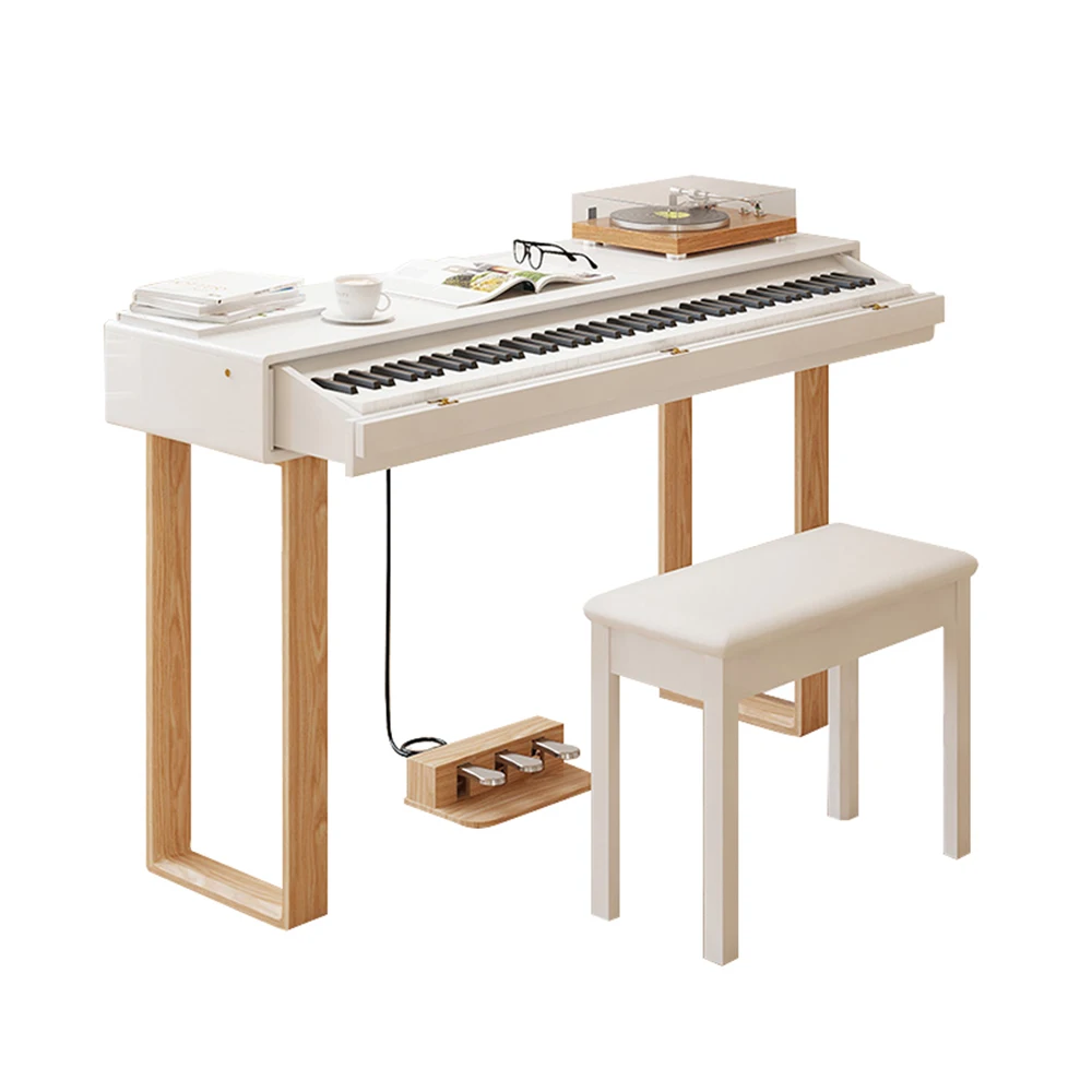 88WeightedKeyDigitalPianoforAdultsBeginnerWhiteElectronicPianoKeyboardwithWood