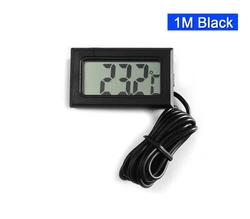 Waterproof LCD Digital Thermometer with Wide Temperature Range and Outdoor Probe (1M Black)
