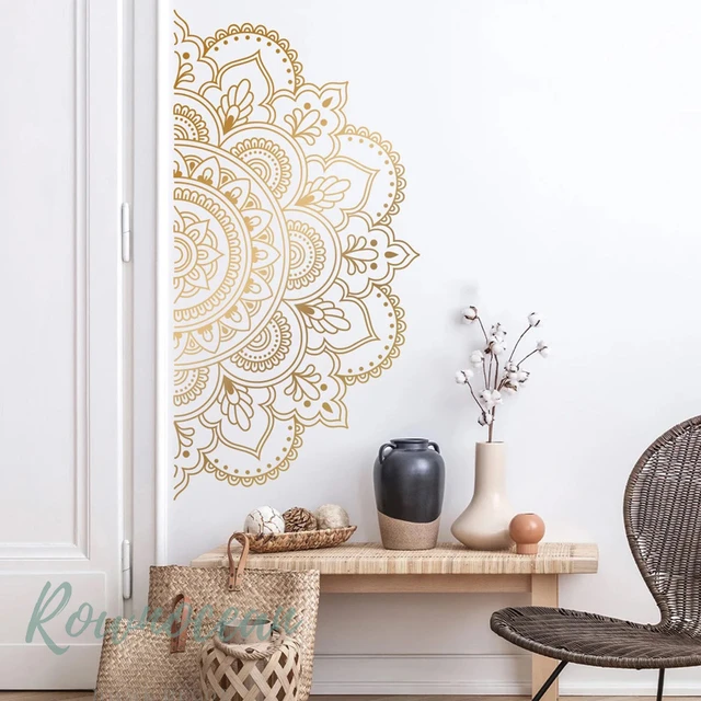 Half Mandala Wall Decals Vinyl Home Decor For Living Room Bedroom Hallway  Ornament Boho Style Yoga Sticker Modern Wallpaper G050 - Wall Stickers -  AliExpress