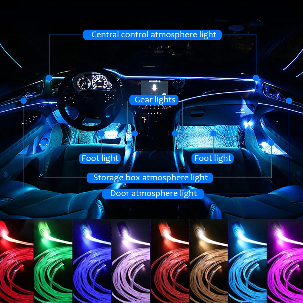 Cheap Smart Car Interior Atmosphere Light LED Light Strip Super Car LED  Multi-Color Light Dashboard Lighting APP Remote Control Music Rhythm Light