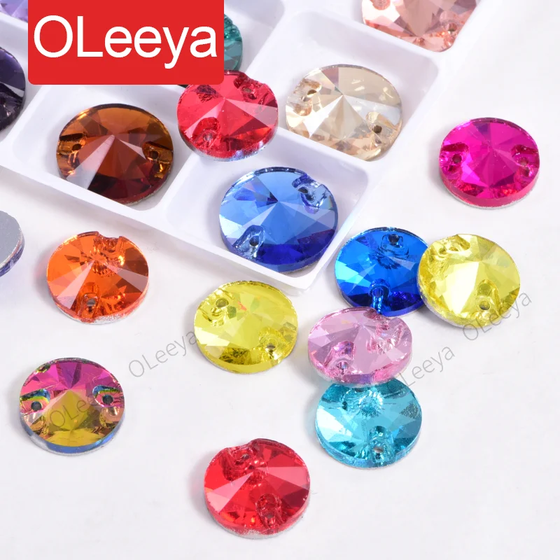 32 Colors Round Rivoli Crystal AB Round Sew On Rhinestone Flatback Glass Strass стразы Sewing Rhinestones Wedding Dress Y2818
