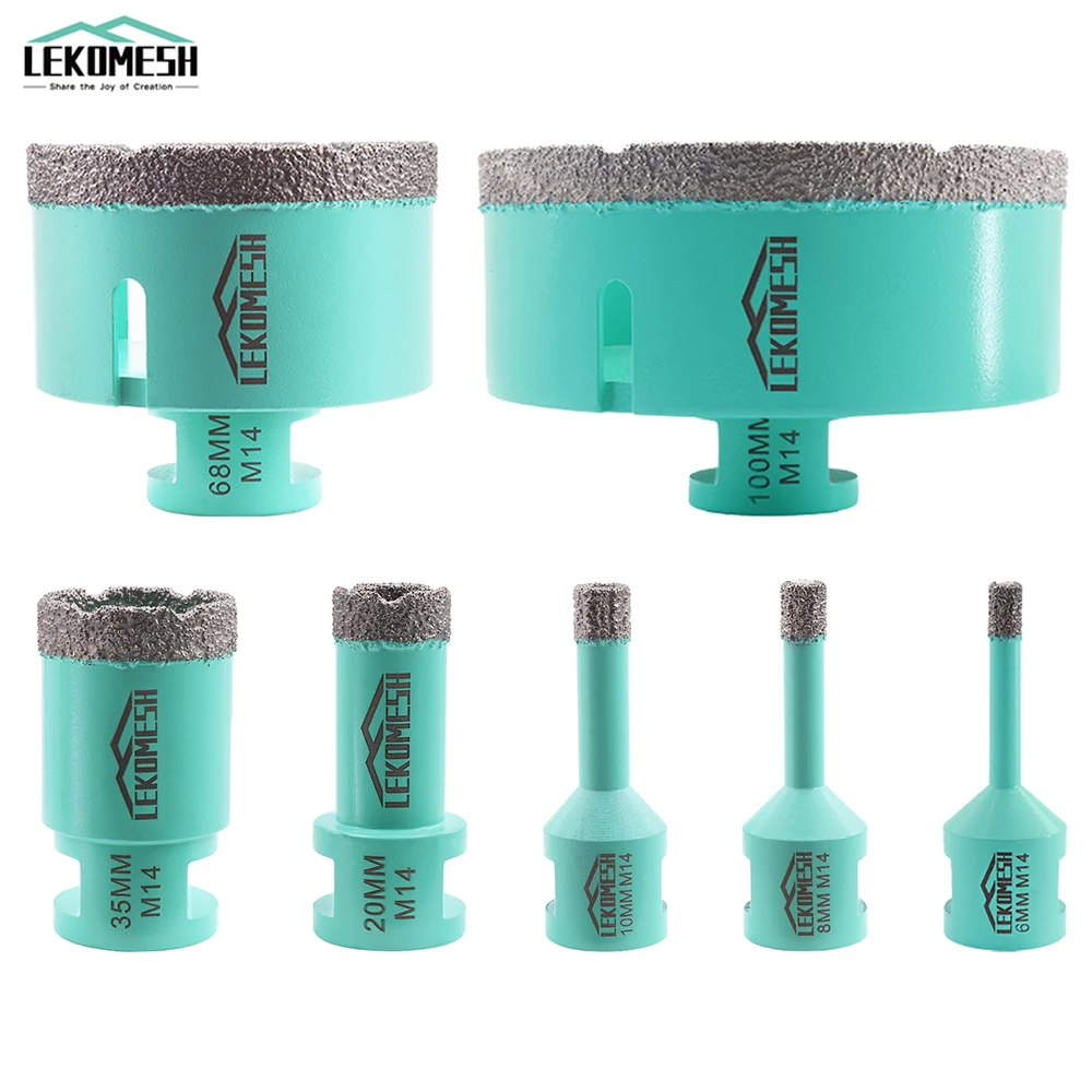 LEKOMESH 1pc M14 Drilling Bits  Diamond Drill Bits Granite Marble Ceramic Porcelain Tile Stone Hole Saw Drill Core Bits lekomesh 5pcs dia6mm diamond dry drilling bits 6mm positioning hole opener for ceramic porcelain tile marble granite stone