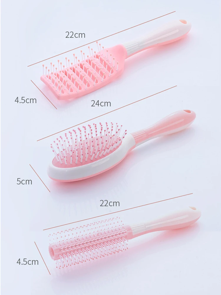 White Curly Hair Hollow Activity Gym Untangling Hairdressing Combs Cute Japanese Korean Massage Anti-screw Plastic Hair Brushs