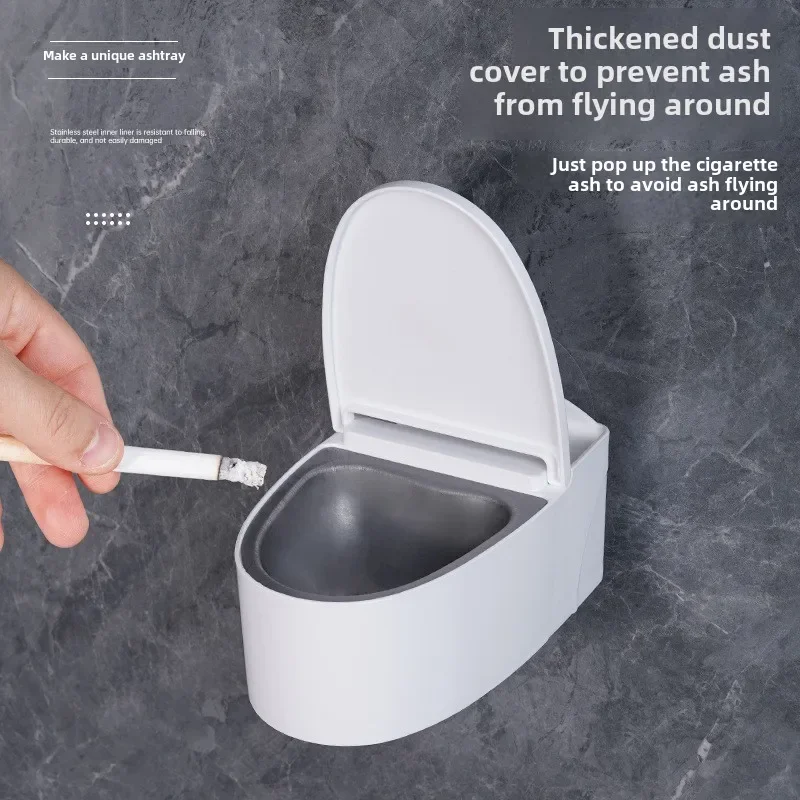 Creative Toilet Ashtray Home Bathroom Storage Cigarette Case With Lid Wall-mounted Plastic Ashtray Suitable For Home Office Use