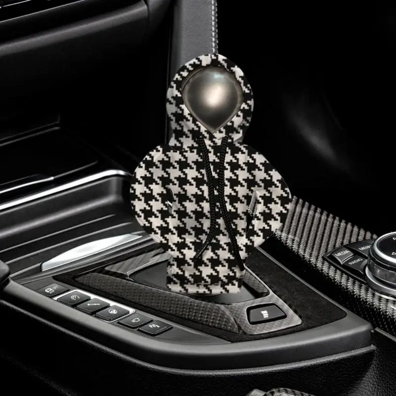 Car Shifter Hoodie Plaid Patterns Car Shift Hoodie Cover Shifter Stick Protector Dustproof Cover Gear Shift