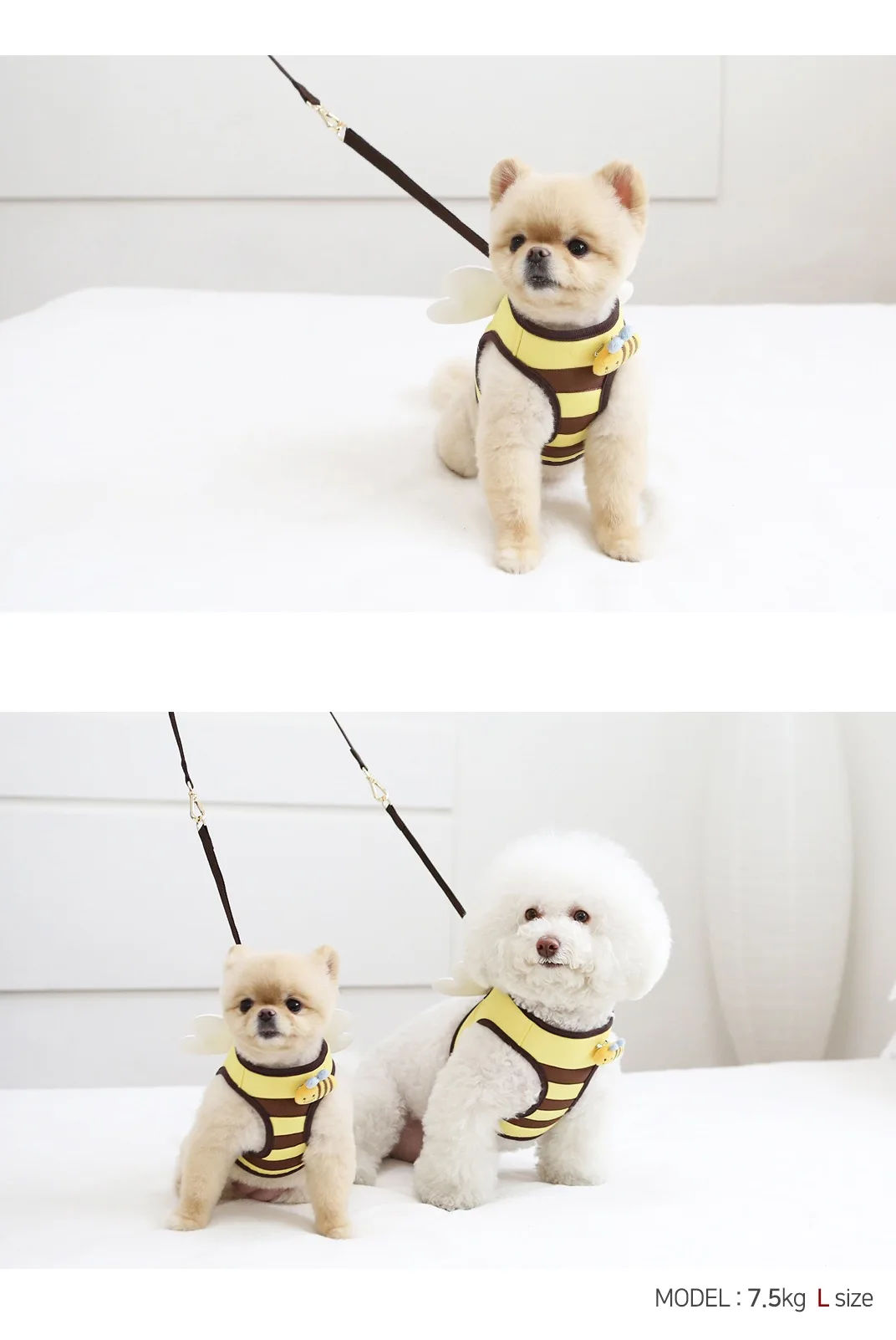 Cute Bee Kitten Puppy Dogs Harness and Leash Set Soft Breathable Dogs Vest Harness Leads Pet Clothes for Small Dogs Chihuahua