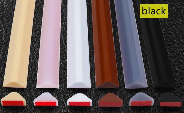Multi-size Bathroom Water retaining strip Dry And Wet Separation Silicone Shower Barrier Dam Flood Self-adhesive door seal strip black