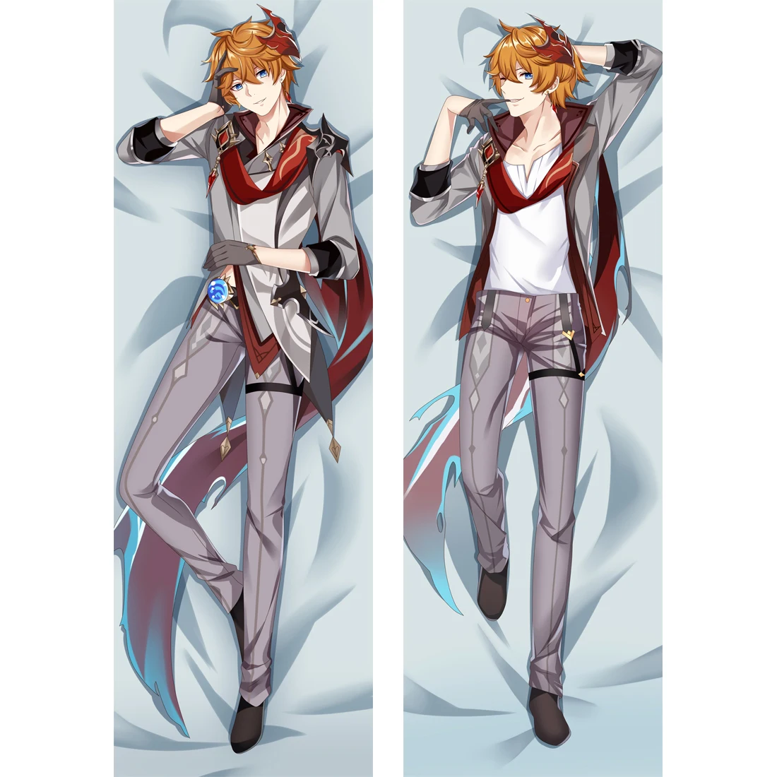 2WAY/WT Anime Pillowcase Cool Male Genshin Impact Tartag Costume Otaku Dakimakura Throw Pillow Cover Hugging Body Pillow Case
