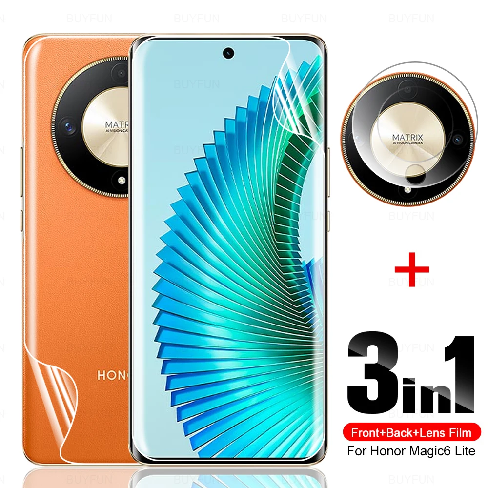 3 In1 Pellicola Idrogel Anteriore E Posteriore Per Honor Magic 6 Magic6 Lite Camera Glass Xonor Honer 6 Magic 6 Lite Honar Hone Honor Magic6Lite