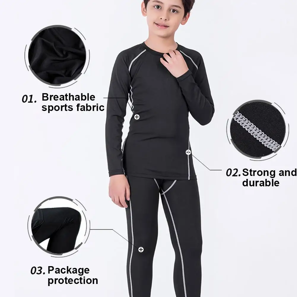 Kids' Sportswear Thermal Underwear Baby Quick Drying Clothing Boy Basketball Soccer Clothes Boy Compression Sportswear Thermal Underwear Set Kids Sports Suit