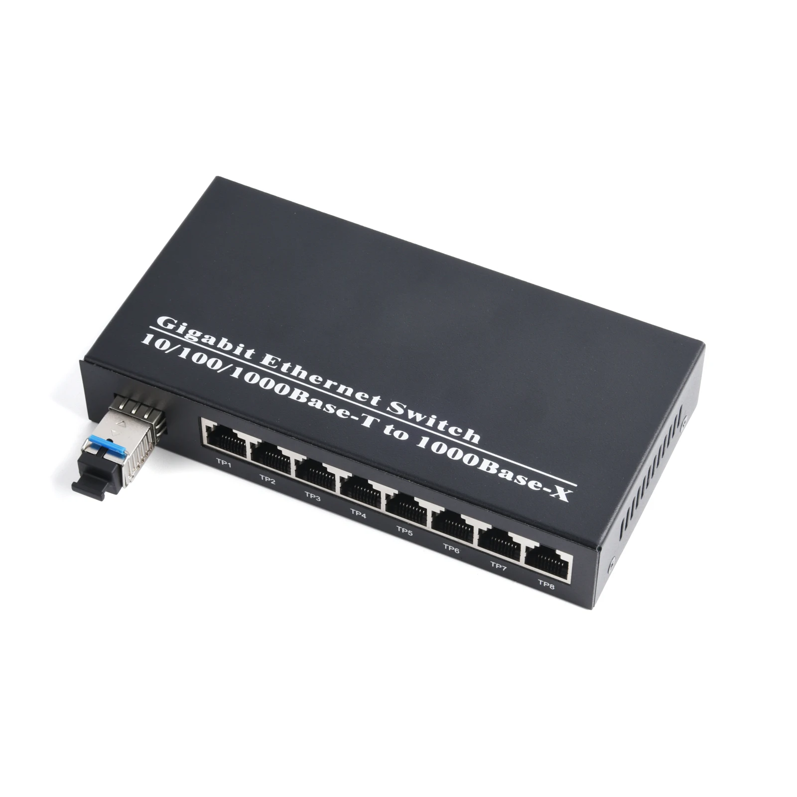 1PCS Gigabit SFP Media Converter 1 SFP to 8 RJ45 Transceiver 10/100/1000M Fiber Optic Switch With 3KM/20KM LC/SC Module