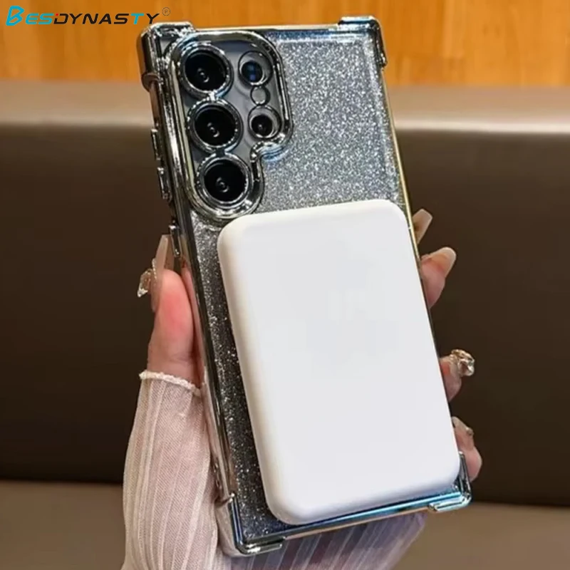 Glitter Magnetic Gradient Bracket Plating Phone Stand Case