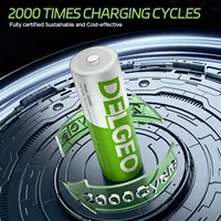 Delgeo AA Rechargeable Lithium-ion Battery 1.5V with Charger 3600mWh Large Capacity Compatiable for Mouse, Remote Control and Gamepad 3