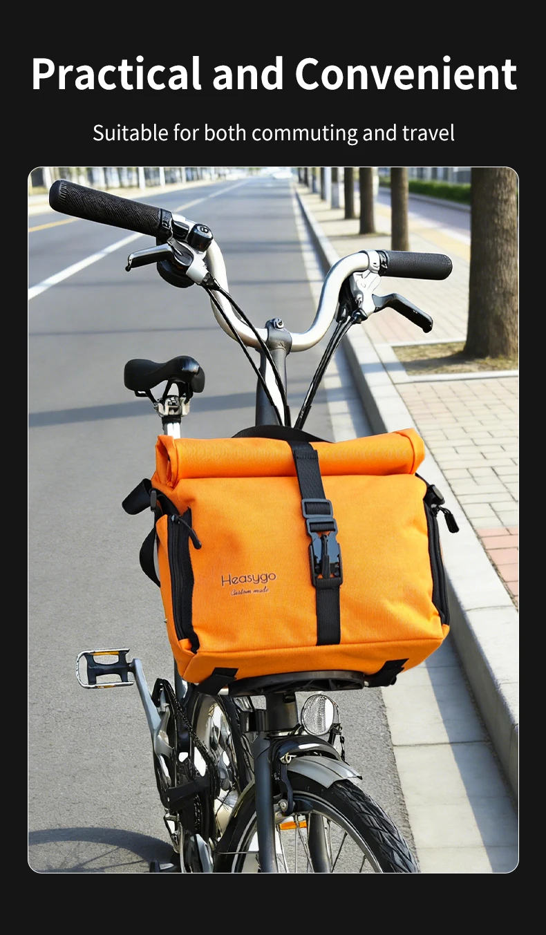 Heasygo 2517 Fahrradtasche, passend für Brompton Dahon Falträder mit Schweinenasen-Design, wasserdicht, multifunktional, 7–10 l, große Kapazität – Detail 8