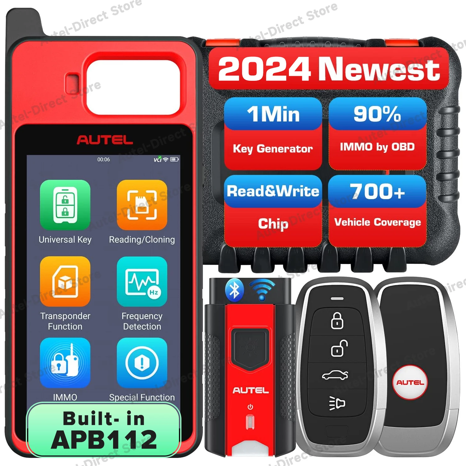 Autel MaxiIM KM100 Immobilizer Tool key programmer universal programmer Key Creation IMMO Learning Chip Read/Write Cloning Frequency Detection Program Autel IKEY
