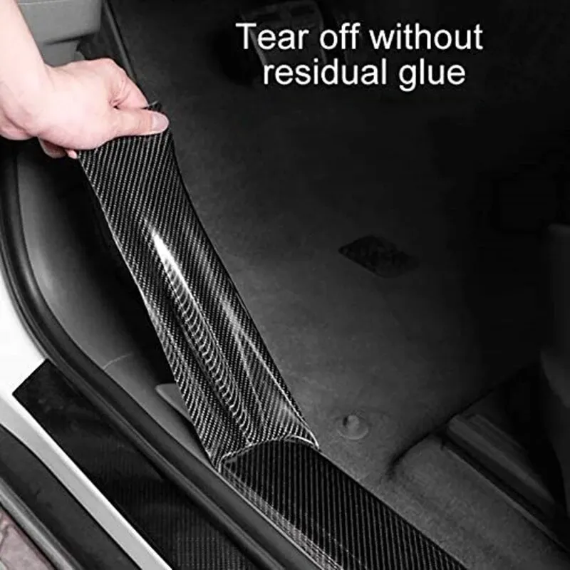 Carbon Fiber Sticker Tape 1PC Carbon Fiber Car Sticker Pasting Protective Strip Car Sill Rearview Mirror Anti Scratch Tape Waterproof Protective Film