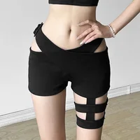 Nibber New Fashionable Women Baring Waist High Street All-match Tight Sexy Locomotive Hot Nightclub Cool Elastic Black Shorts - Image 2