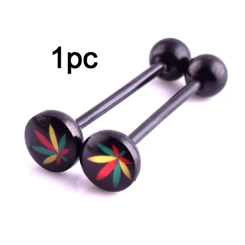 Body Piercing Jewelry leaf Tongue Rings Nose Barbell Bars Stainless Steel  Nipple Ring