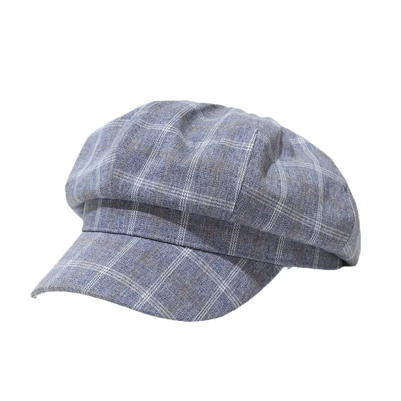 Women Beret Spring Summer Korean Style Striped Octagonal Cap Plaid Newsboy Cap Sun Hat