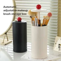 Hot Makeup Brush Storage Container with Dust-proof Belt Cover, Automatic Lifting Brush Bucket, Desktop Beauty Brush Storage Box 2