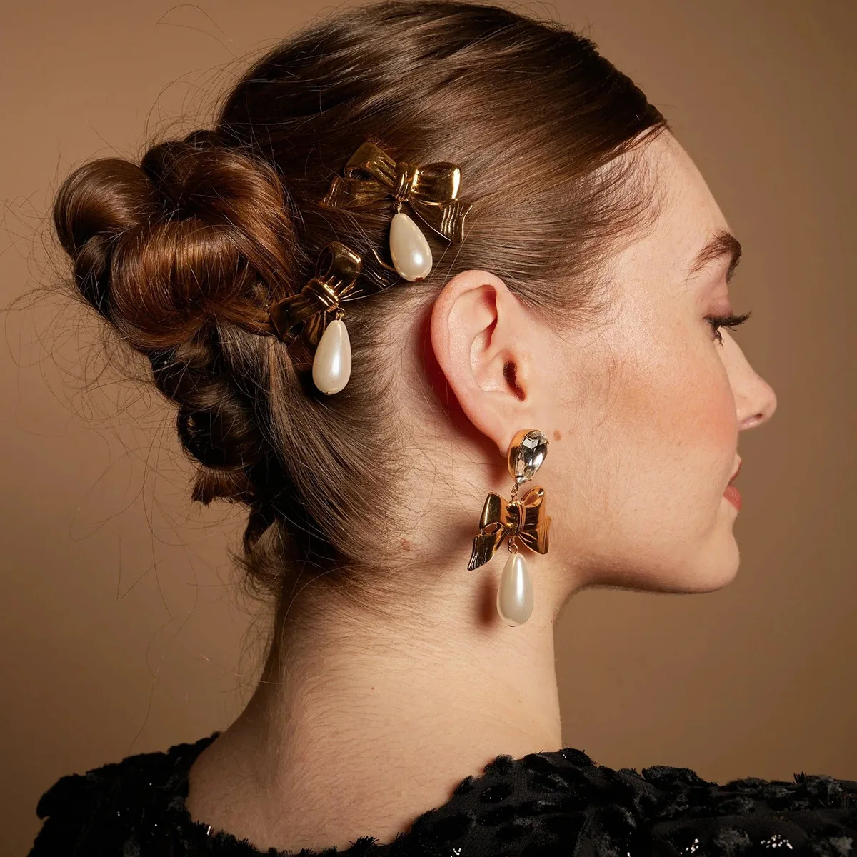 316l Stainless Steel Glossy 18K Gold Plated Shell Hairpin Thick Love Heart Cherry Blossom Bow Knot Bobby Pin Hair Accessories