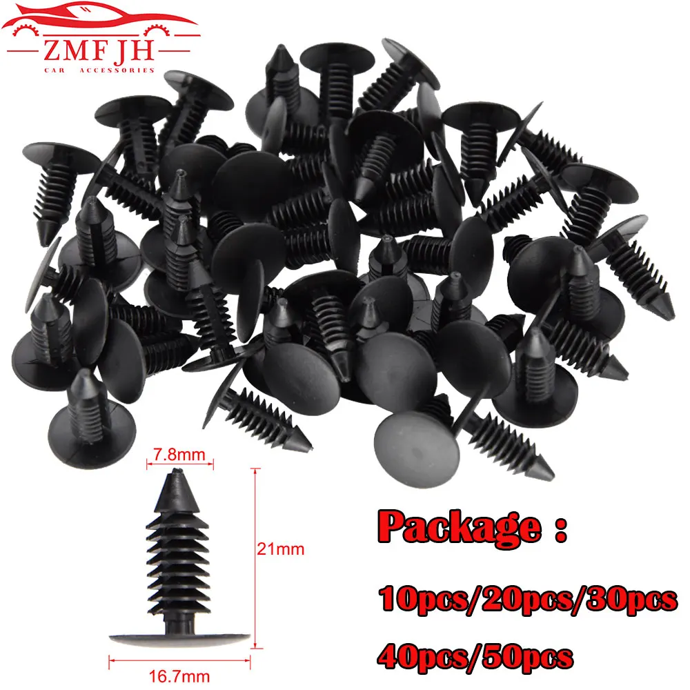 

10/50Pcs Auto Fastener Fit 8mm Hole Nylon Car Clips Fender Bumper Shield Retainer Plastic Rivet For Ford Chrysler Automobile