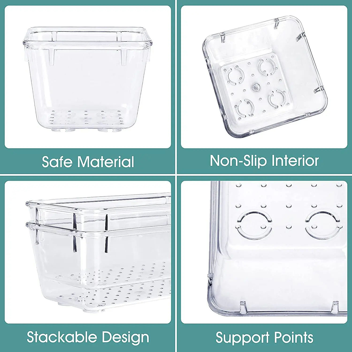 Clear Plastic Drawer Organizer Set 4 Sizes Desk Drawer Organizer Trays for Cosmetics Kitchen Utensils Gadgets and Office Accesso