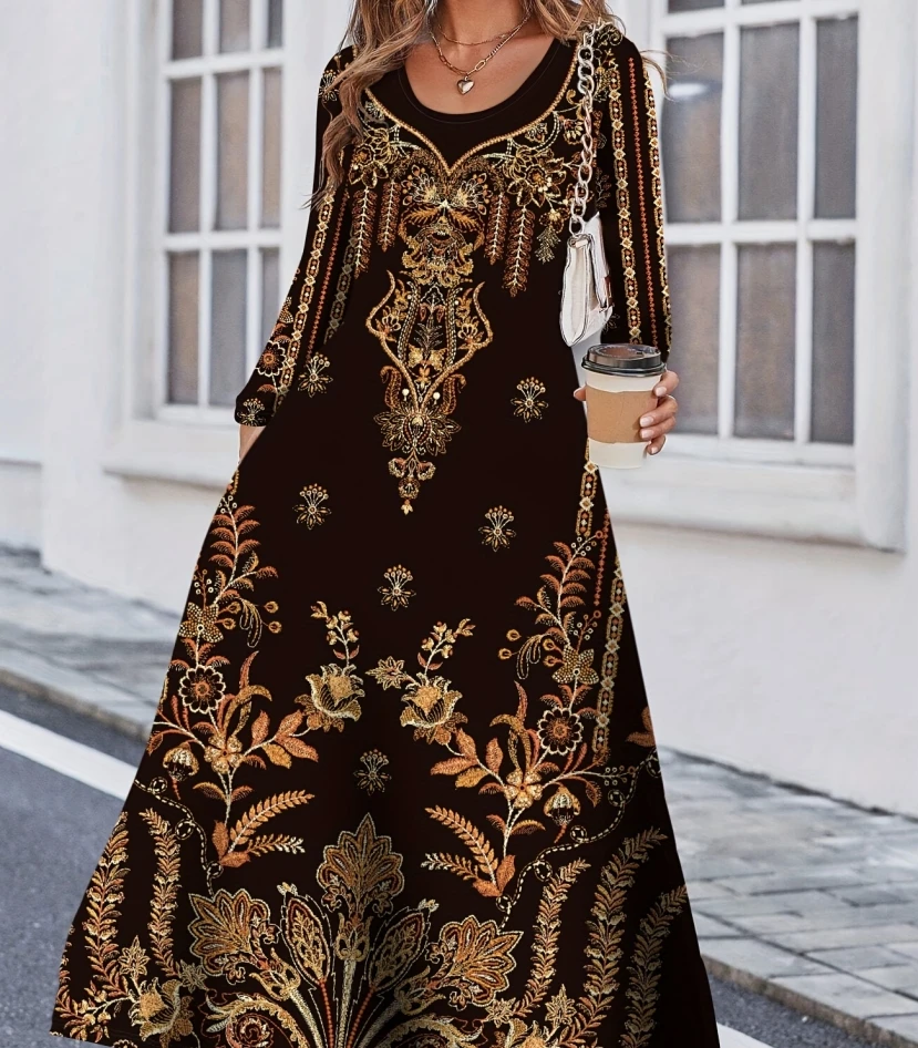 فستان نسائي أنيق فستان كاجوال فضفاض فستان نسائي بم...