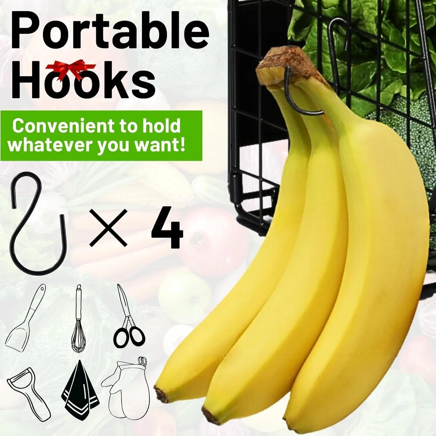 2 Set Magnetic Shelf for Refrigerator with Wood Lid, Fruit Potato & Onion Storage Bins, Pantry Organizers & Storage, Large 5
