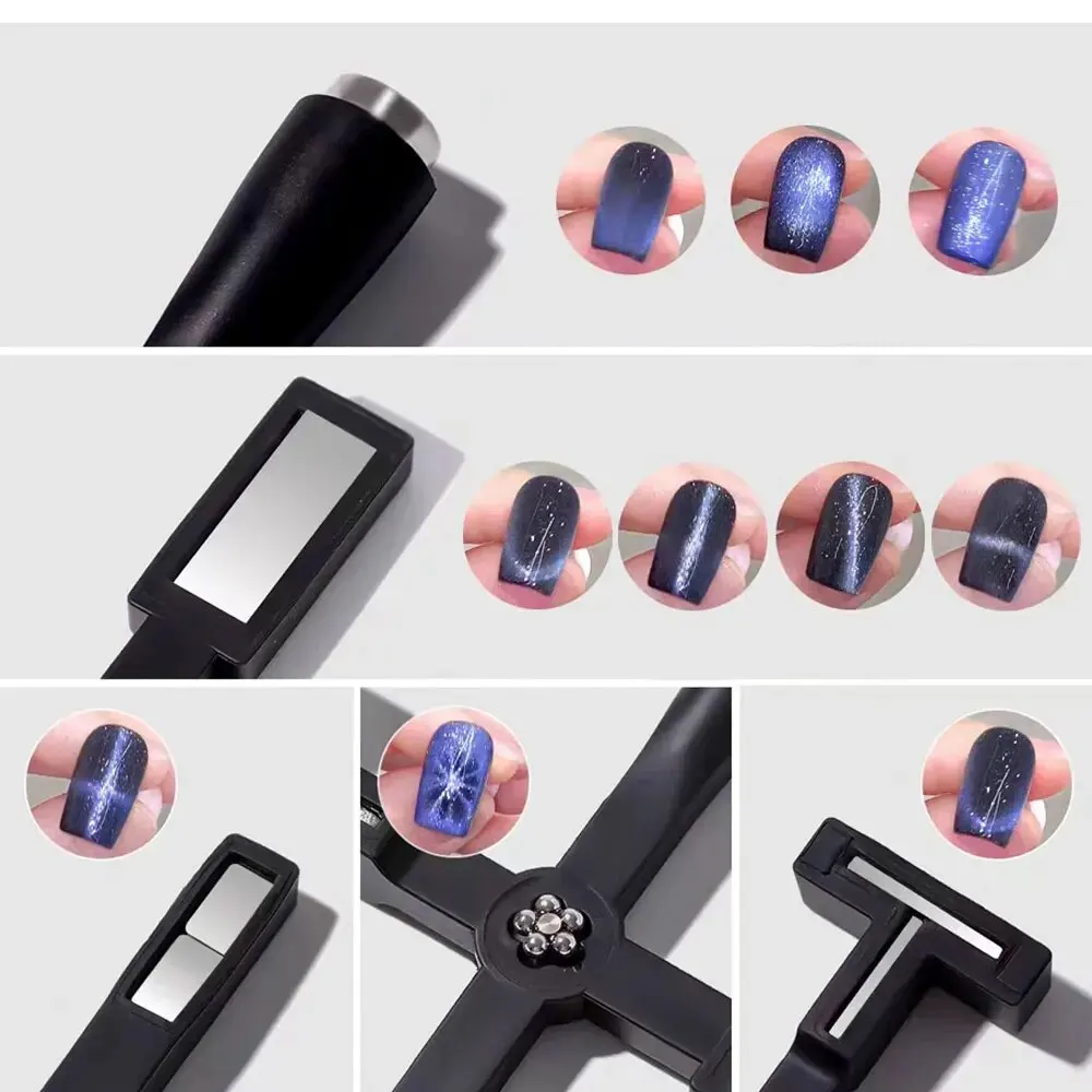 Magnetic Nail Art Tools 5 IN 1 Multi Functional Nail Art Magnetic Stick With Sleeve Cat Magnet Board For Nail Gel Polish Line Strip Effect