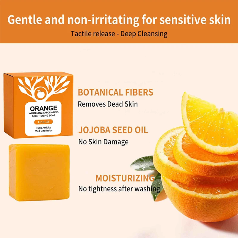 Orange Enzyme Exfoliating & Brightening Soap Bar - Gentle Cleansing and Moisturizing