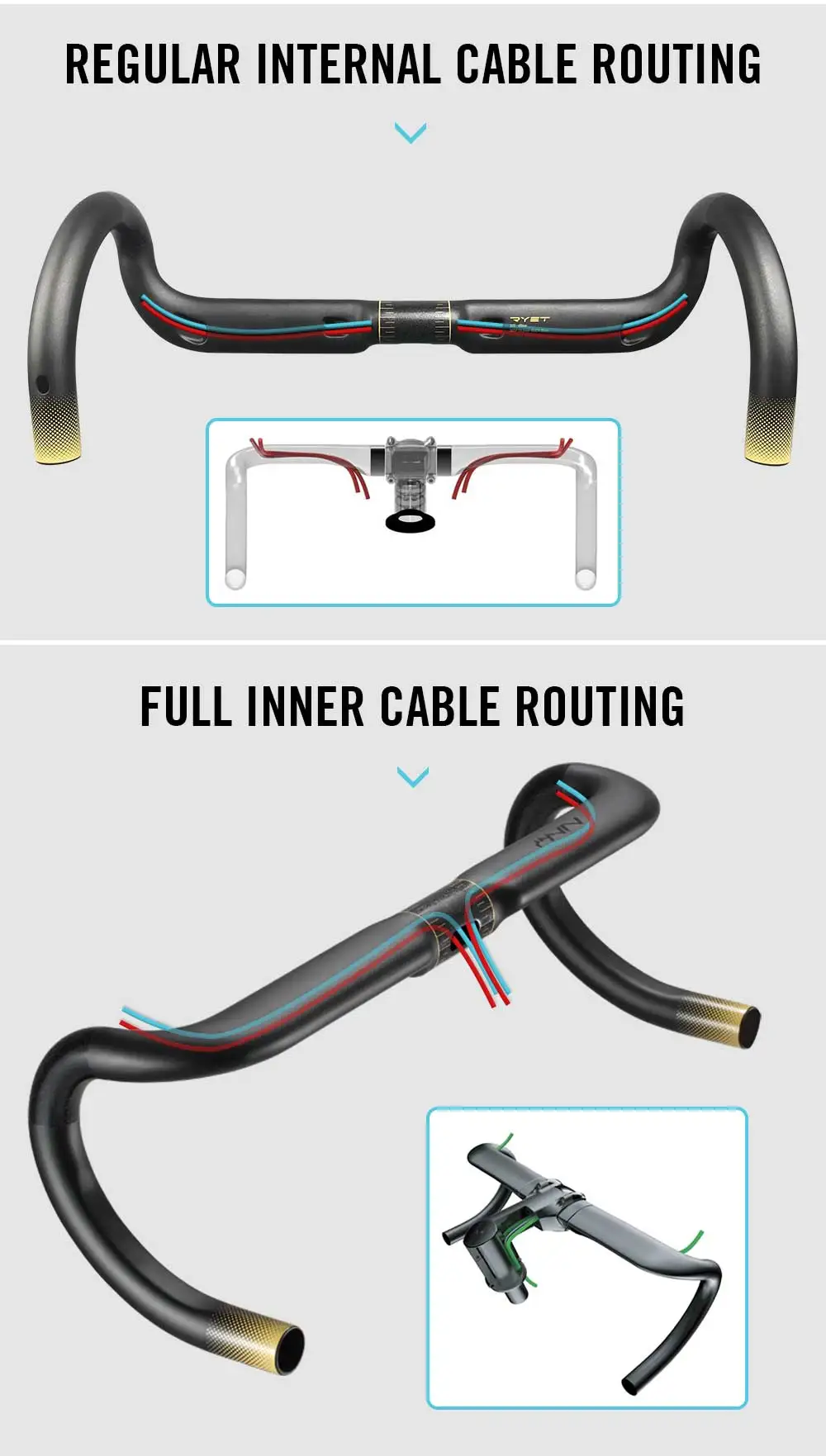RYET UNNO Carbon Race Lenker 400/420/440 MM Rennrad Dropbar Griff Bar Ersatz FÜR Fahrrad Teile zubehör – Detail 9