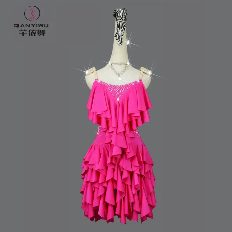 

New Latin Dance Dress Girl Sexy Women Ball Party Cha-Cha Practice Wear Cocktail Costume Cabaret Stage Performance Line Suit Prom