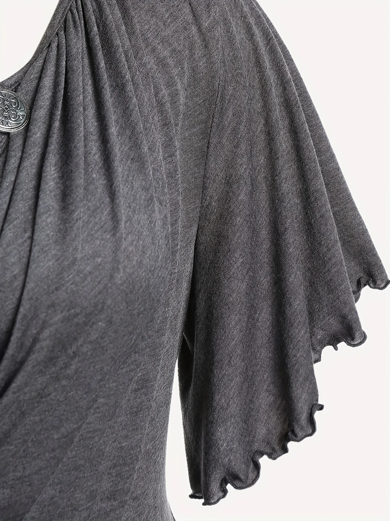 European and American new hit fashion women’s pleated chain embellished V-neck plus-size T-shirt top Best Sellers In Women's Clothing