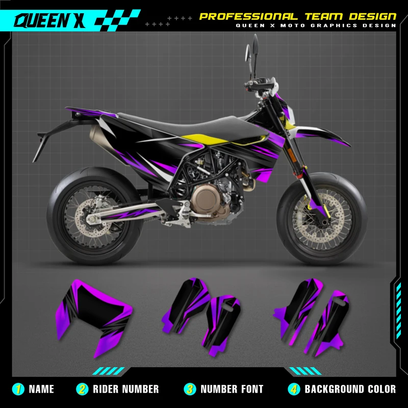 

QUEEN X MOTO Custom Team Graphics Decals Stickers Kit For Husqvarna Decal 15-20 701 SUPERMOTO ENDURO 2015-17 2018 2019 2020 04