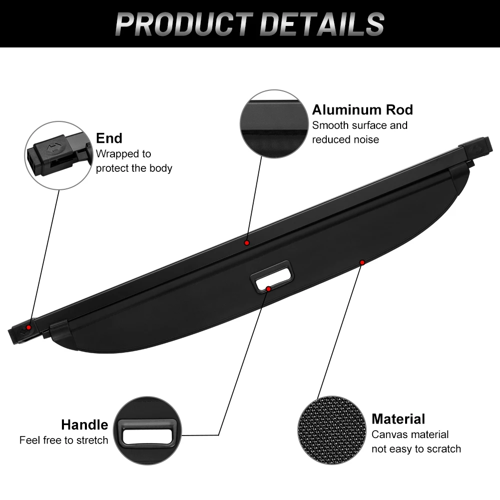 Volcaner Cargo Cover for Hyundai Ioniq 5 Accessories, Carbon Fiber Texture  Retractable Trunk Cargo Cover Security Shield Shade Tonneau Cover for 2022