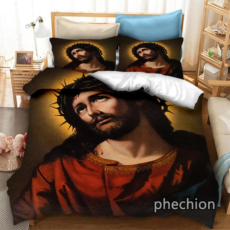 

phechion God Religion Jesus 3D Print Bedding Set Duvet Covers Pillowcases One Piece Comforter Bedding Sets Bedclothes Bed K519