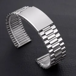Universal Stainless Steel Folding Clasp Watch Strap - Unisex Sport Fashion Bracelet with Tools (18mm, 20mm, 22mm) - 22mm (Silver)
