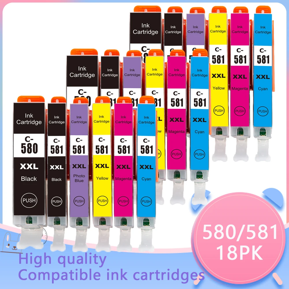 Cartucho de Tinta Compatível para Canon Pixma Tr7550 Tr8550 Ts705 Ts6350 Ts6351 Ts8150 Ts8251 Ts8350 Ts8351 Pgi580 Cli-581xl 580