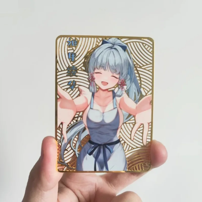 

3pcs/set Genshin Impact anime game peripheral DIY metal card Kamisato Ayaka Ganyu Noelle rare collection card boy toy gift