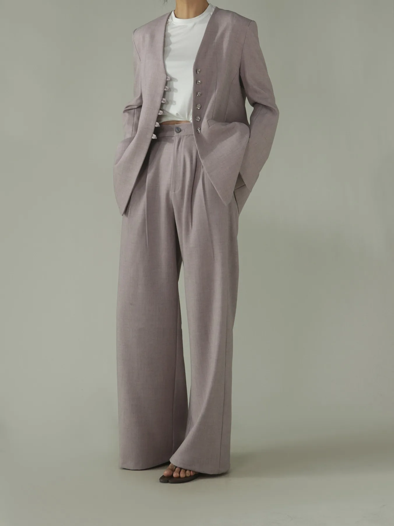 Linen small suit women's one button three piece vest professional suit set straight leg wide leg pants 24 spring/summer new styl 5