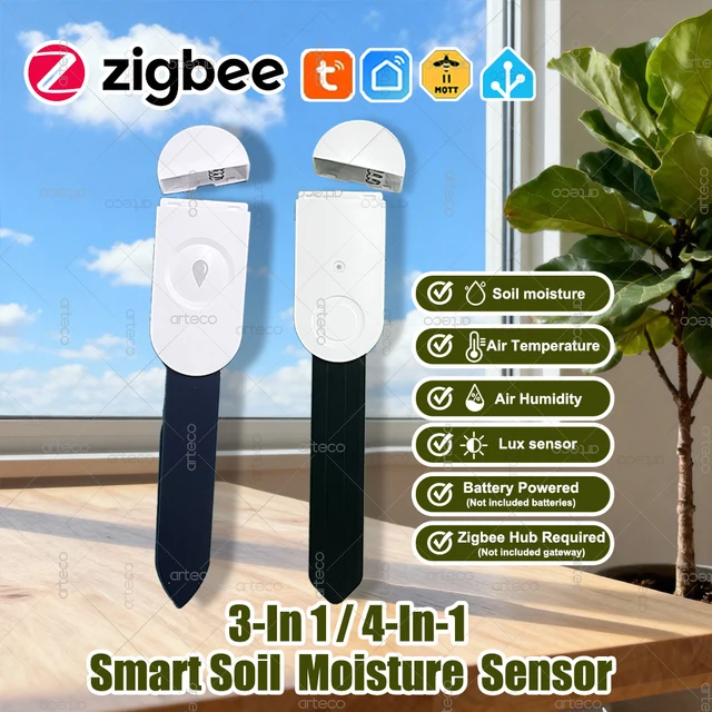 Zigbee Soil Moisture Sensor Temperature Humidity Meter illuminance Sensor for Garden Automation Irrigation Detector,For Tuya/Z2M