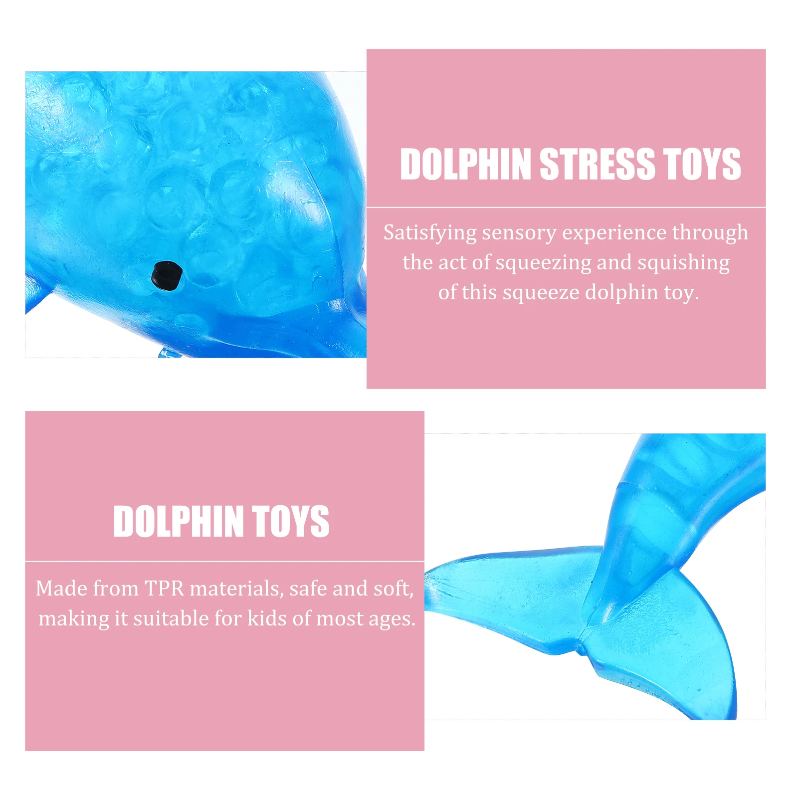 2pcs Sensory Dolphin Toys Release Stress Pinch Decompression Anxiety Relief Fidget Balls Toys Funny Squeeze Playthings Heal Mood - Bilde 6