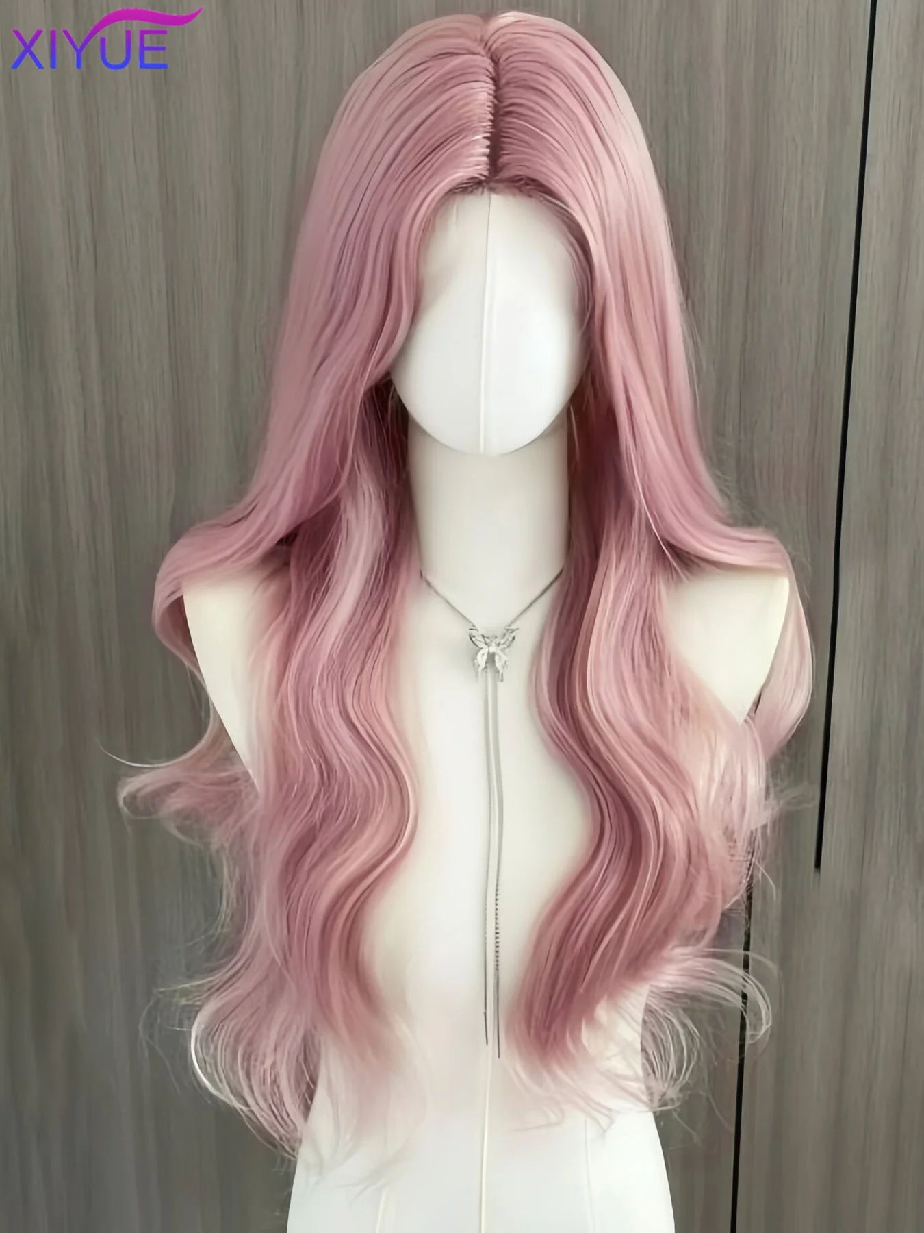 Pastel Violet lace Wig for Women Long Wavy Cosplay Wigs Natural Soft Sweet Synthetic Wig for Daily Use School Life Lolita Wig