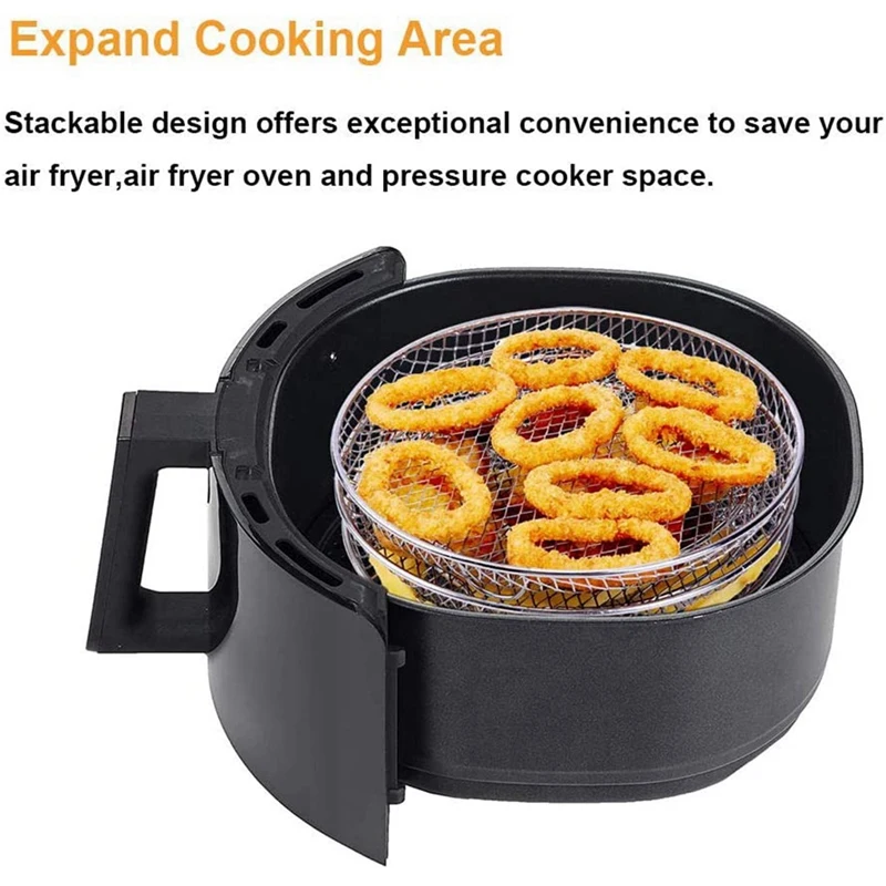 AD-Air Fryer Three Stackable Dehydrator Racks For Gowise Ninja Stainless Steel Air Fryer Rack Fit All 4.2-5.8QT