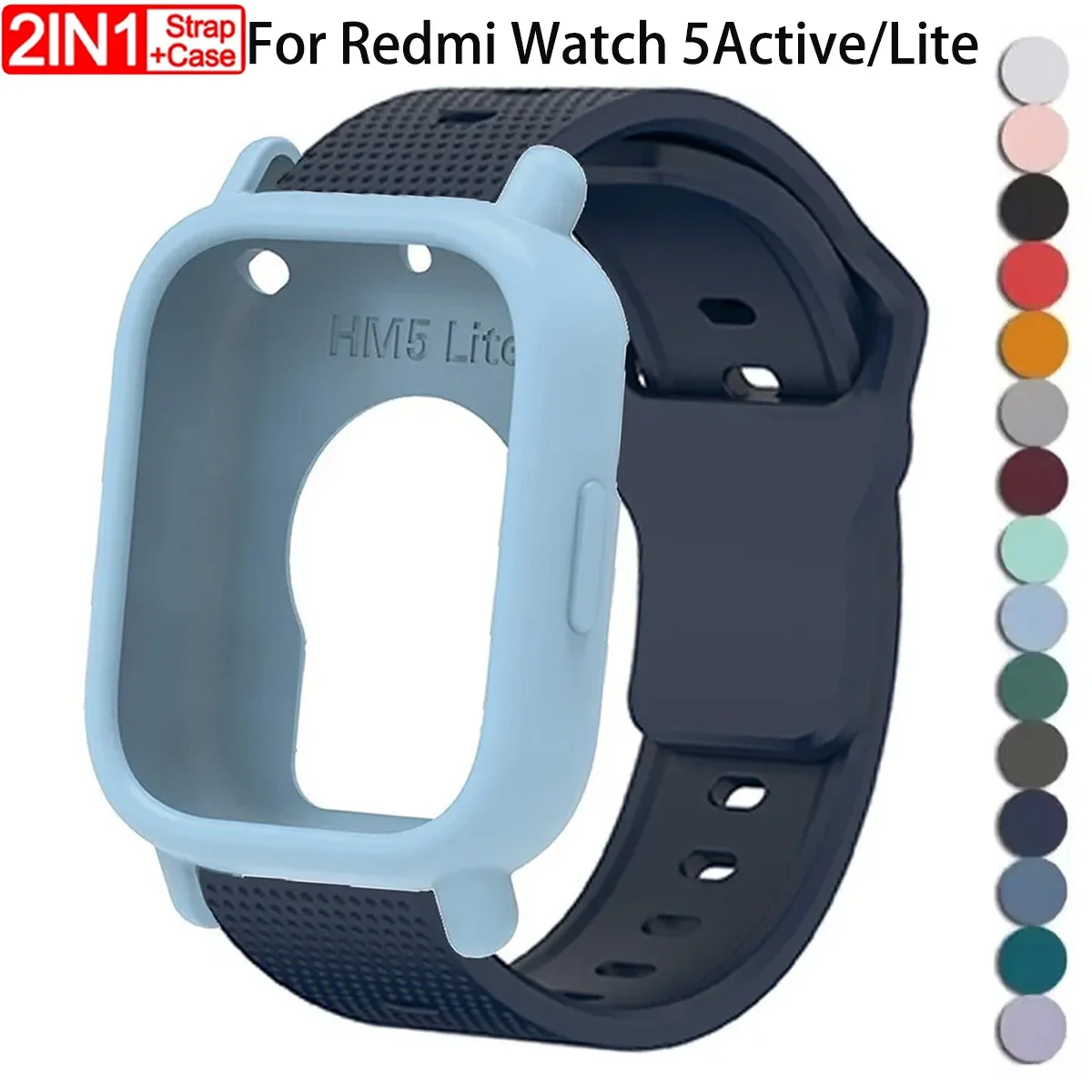 Silicone Protective Case + Strap for Smart Watch - Replacement Bracelet Belt Cover
