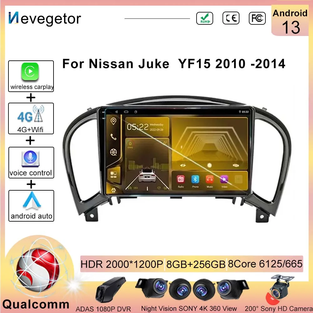 

Автомобильная Мультимедийная система Android 2010, Android 2011, процессор Qualcomm Snapdragon, для Nissan Juke YF15 2012 2013 2014 360