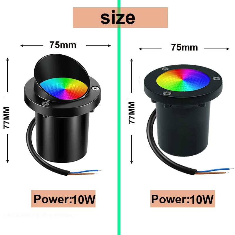 Landscape Light RGB Warm White LED In-Ground Lamp 10W Landscape Spotlight Remote Control Waterproof Outdoor Path Deck Lawn Light